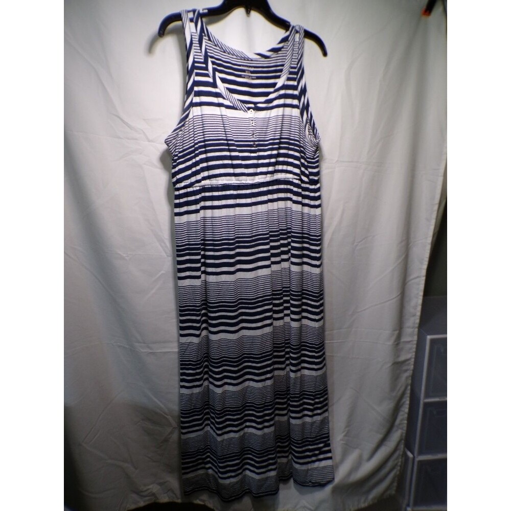 Sonoma Life + Style Women's Striped Tank Maxi Dress PXL Navy White